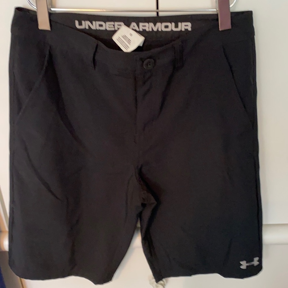 Boys Black Under Armour Golf Shorts